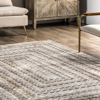 Eco-Friendly Beige Bohemian 8' x 10' Machine Washable Area Rug