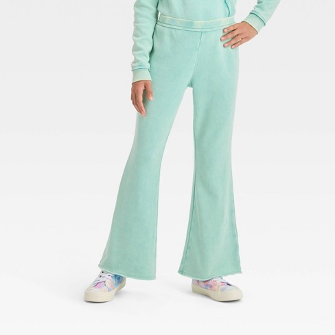 Girls' Washed Fleece Flare Pull-on Pants - Art Class™ Aqua Green Xxl :  Target