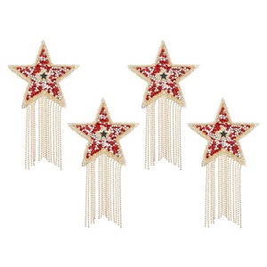 Unique Bargains Star Shape Rhinestone Glitter Iron On Sew Beaded Applique Patches 4 Pcs - 1 of 4