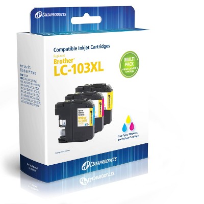 Photo 1 of Remanufactured Cyan/Magenta/Yellow 3-Pack High Yield Ink Cartridges - Compatible with Brother LC 103XL - Dataproducts