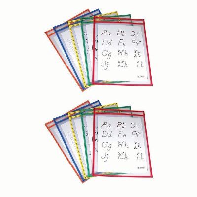 C-Line Reusable Dry Erase Pockets Primary Colors 9" x 12" 5 Per Pack 2 Packs (CLI40630-2)