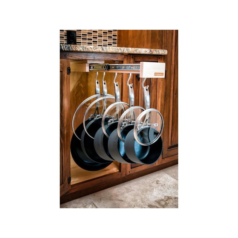 Rev-A-Shelf 22" Pull Out Kitchen Cabinet Pantry Organizer with 7 Hanging Hooks with Ball Bearing Slide System, Maple Wood, GLD-W22-SC-7, 2 of 7