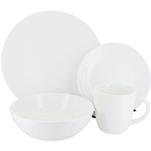 16pc Porcelain Beaded Rim Dinnerware Set White - Threshold™ : Target