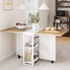 50" Space Saving Folding Dining Table with 2 Tier Storage-Extendable Drop Leaf Farmhouse Wood Tables for Dining Kitchen Office Furniture - 3 of 4