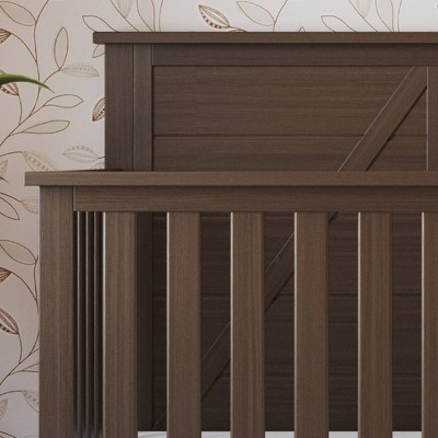 Brushed Truffle Pine Wood 4-in-1 Convertible Crib