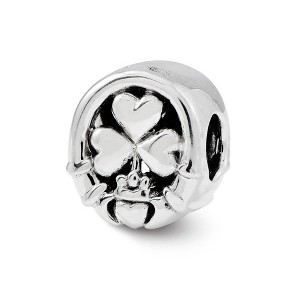 Black Bow Jewelry Claddagh Clover Bead Charm in Antiqued Sterling Silver - 1 of 4