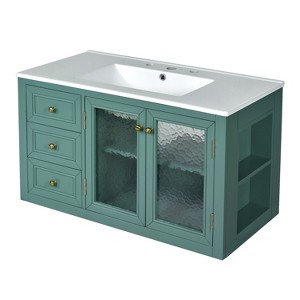 TiramisuBest 36in Wall Mounted Bathroom Vanity with Ceramic Sink, Modular Sectional Sofa with Storage, Sideboard Buffet Style Design for Liv - 1 of 4