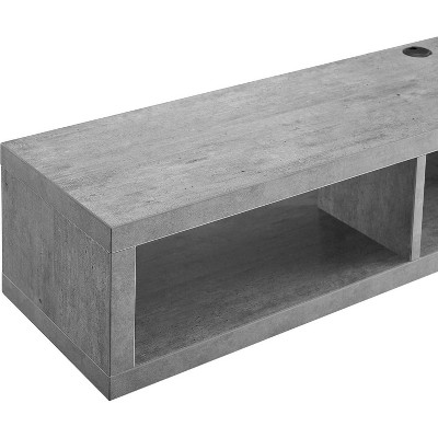 Stone Gray 60" Wall Mounted TV Console with Concealed Wire Management