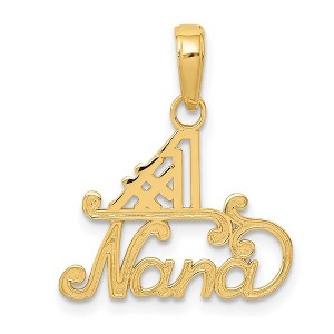 Black Bow Jewelry 14k Yellow Gold #1 Nana Pendant, 18mm - 1 of 4