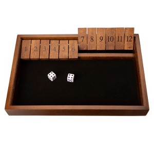 WE Games 12 Number Shut the Box Board Game, Walnut Stained Wood, 13.5 in. - 1 of 4