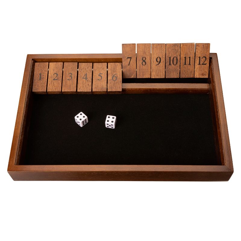 WE Games 12 Number Shut the Box Board Game, Walnut Stained Wood, 13.5 in., 1 of 10