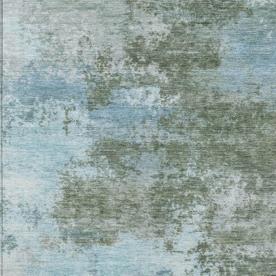 HomeRoots 9' X 12' Sage And Denim Blue Abstract Washable Indoor Outdoor Area Rug