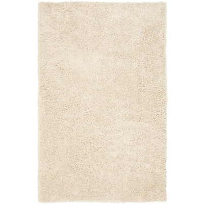 White Hand-Tufted Wool Shag Area Rug 9'6" x 13'6"