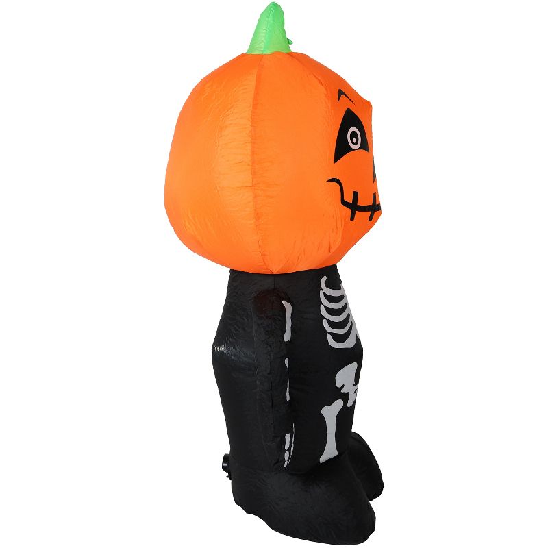 Sunnydaze Indoor/Outdoor Halloween Pumpkin Head Skeleton Man Inflatable Yard Decoration - 50", 3 of 15