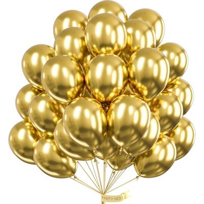 PartyWoo Balloons Metallic Gold Chrome 12 Inch 50 pcs