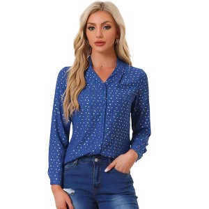 INSPIRE CHIC Women's Metallic Vintage Long Sleeve Gilding Shiny Dots Stars Top - 1 of 4