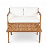 Christopher Knight Home Negley Outdoor 2 Piece Acacia Wood and Rope Chat Set with Water Resistant Cushion - 2 of 4