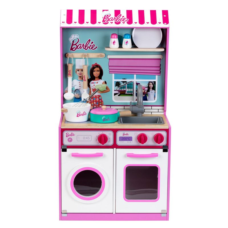 Theo Klein 2 In 1 Barbie Wooden and Metal Toy Kitchen and Dollhouse with Pretend Washing Machine and Oven for Kids Ages 3 and Up, 4 of 8