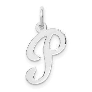 Black Bow Jewelry 14k White Gold, Sophia Collection, Small Script Initial P Pendant - 1 of 4