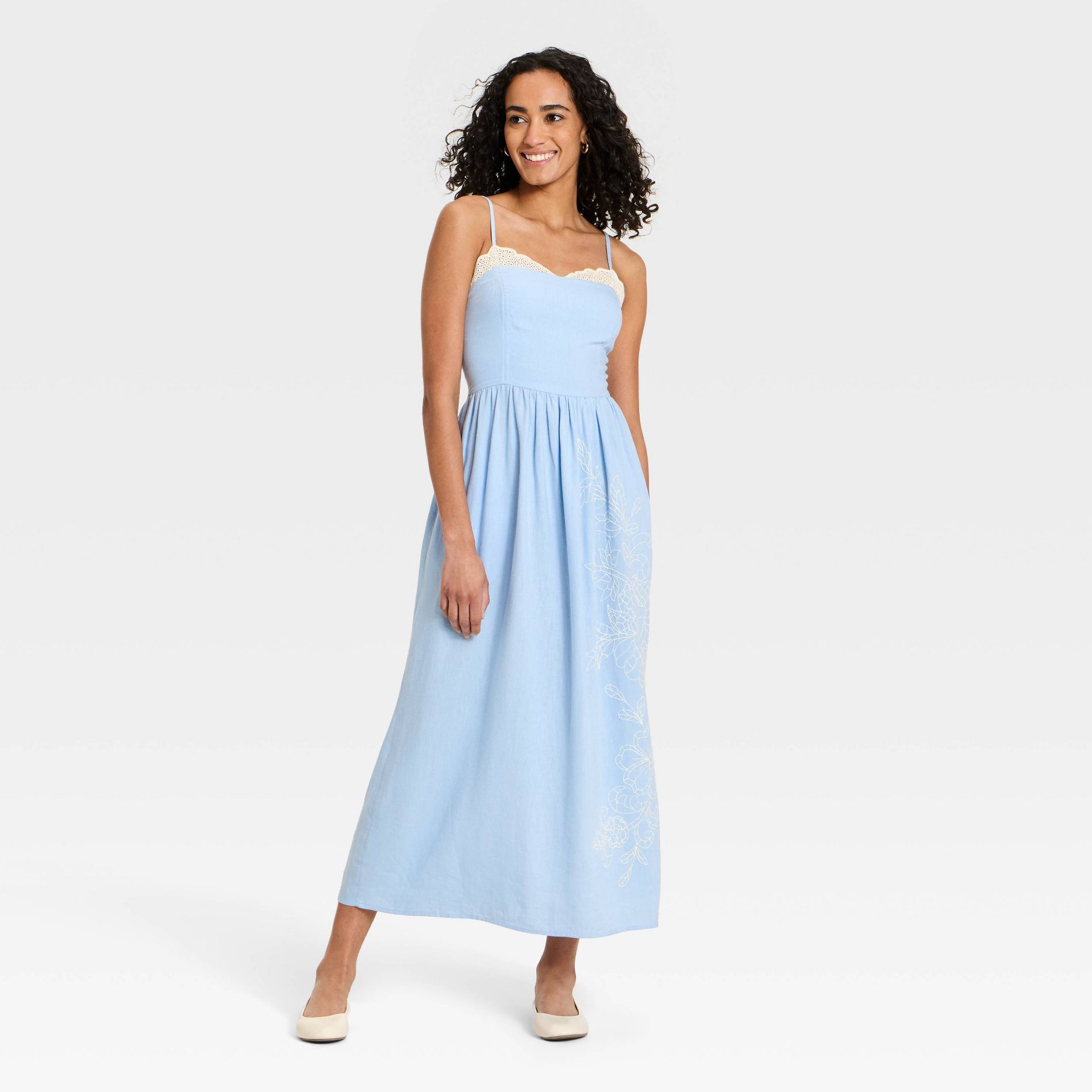 Women's Cutwork Midi Sundress - Universal Thread™ Light Blue