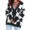 Womens Open Front Cardigan Christamas Cardigan White Valentine's Day Outfits Ribbed Cuff Sweater Cardigan with Pockets,Plaid(Black) - S - 2 of 4