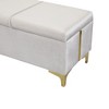 Gulches White Velvet Storage Ottoman Bench - Gold Strip Decor, 250LBS Capacity Metal Legs, 15-Min Assembly for Bedroom/Living Room/Nursery - 3 of 4