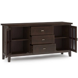 WyndenHall Large Stratford Sideboard Buffet Dark Chestnut Brown: Contemporary Style, Pine & Plywood Frame, 3 Drawers, Fixed Shelves - 1 of 4