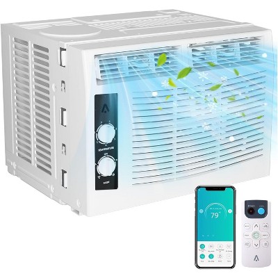 5000 BTU Window AC Unit with Remote - Cools Rooms 150 Sq.Ft, Low-Noise & Energy Saver for Bedroom, Office, Dorm