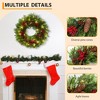 Pre-Lit Christmas Wreath 22 Inch Battery Powered - Outdoor Waterproof LED Wreath with Pinecones, Red Berries & Festive Ornaments - 3 of 4