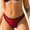 Women's Burgundy Low-Waist Cheeky Black Trim Bikini Bottoms - Cupshe - 2 of 4