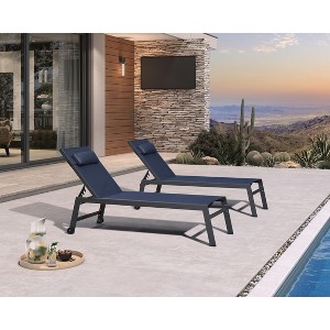 PURPLE LEAF Outdoor Lounge Chair Set Aluminum Patio Chaise Lounger with Side Table and Pillow for Outside Pool Beach Sunbathing Tanning Recliner - 1 of 4