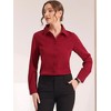 INSPIRE CHIC Women's Contrast Collar Chiffon Long Sleeve Work Office Blouse - 2 of 4