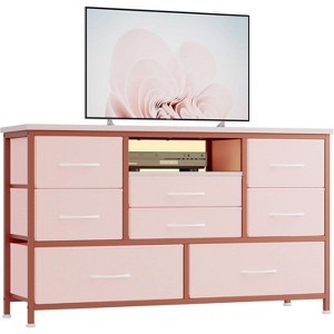 Chest of Drawers, Fabric Dresser with 8 Fabric Drawers & LED Lights & Power Outlets, Sturdy Metal Frame Storage Organizer, Closet - 1 of 4
