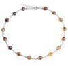ELYA Women's Mixed Amber Agate Stone Bead Steel Necklace - 17" - 2 of 3