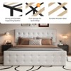 Bed Frame with 4 Storage Drawers, Linen Upholstered Platform Bed Frame with Wooden Slats Support, Button Tufted Design - 3 of 4