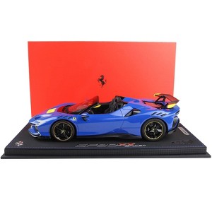 Ferrari SF90 XX Spider Dino Azzurro Blue with DISPLAY CASE Limited Edition to 240 pieces Worldwide 1/18 Model Car by BBR - 1 of 4