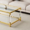 Gulches Gold Metal Frame Rectangular Acrylic Leg Indoor Coffee Table 47x23x17 Inch Modern Minimalist Glass/Acrylic Top - 2 of 4