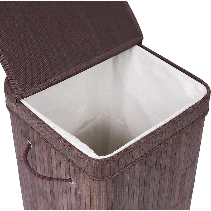 BirdRock Home Bamboo Square Laundry Hamper with Lid and Cloth Liner - Espresso, 4 of 8