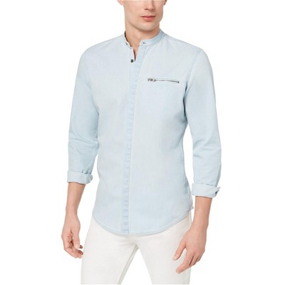 I.N.C International Concepts Mens Drome Button Up Shirt, Blue, Small