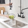 BWE Commercial Restaurant Pull Down 2-Handle Wall Mount Pre-Rinse Spray Utility Kitchen Faucet - 2 of 4