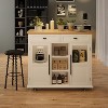 Mobile Kitchen Island Cart with Storage & Drop Leaf - Rolling Kitchen Cabinet with Drawer, Shelf & Spice Rack, Wood Dining Room Furniture (White) - 3 of 4