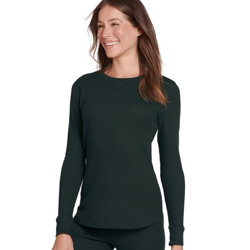 Warm Essentials By Cuddl Duds Women's Smooth Mesh Thermal V-neck Top -  Black : Target