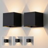 DAKAFUL Modern LED Wall Sconces (2-Pack), Square Up Down Lights, IP65 Waterproof Aluminum Fixtures for Indoor/Outdoor Use, Black - 2 of 4