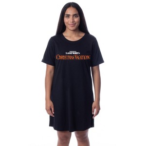 National Lampoon's Christmas Vacation Womens' Nightgown Sleep Pajama Shirt Black - 1 of 3