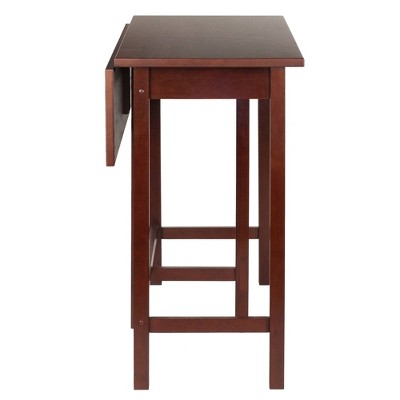 Walnut Drop Leaf Pub Table with 2 V-Back Stools