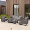 Belord 6 Pieces Outdoor Patio Furniture Set, Gray Wicker Rattan Patio Sofa Set with Chair, Ottoman and Coffee Table for Porch Deck Balcony - 2 of 4