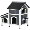 Outdoor Cat House with Weather Resistant Roof Garden Bed and Multiple Entrances Elevated Feral Cat Shelter - LAOTIES - 4 of 4