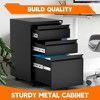 GustoWave 3 Drawer File Cabinet with Lock and Wheels, 24" Office Lateral Filing Cabinet Metal Filing Cabinet with Adjustable Shelf, Black - 3 of 4
