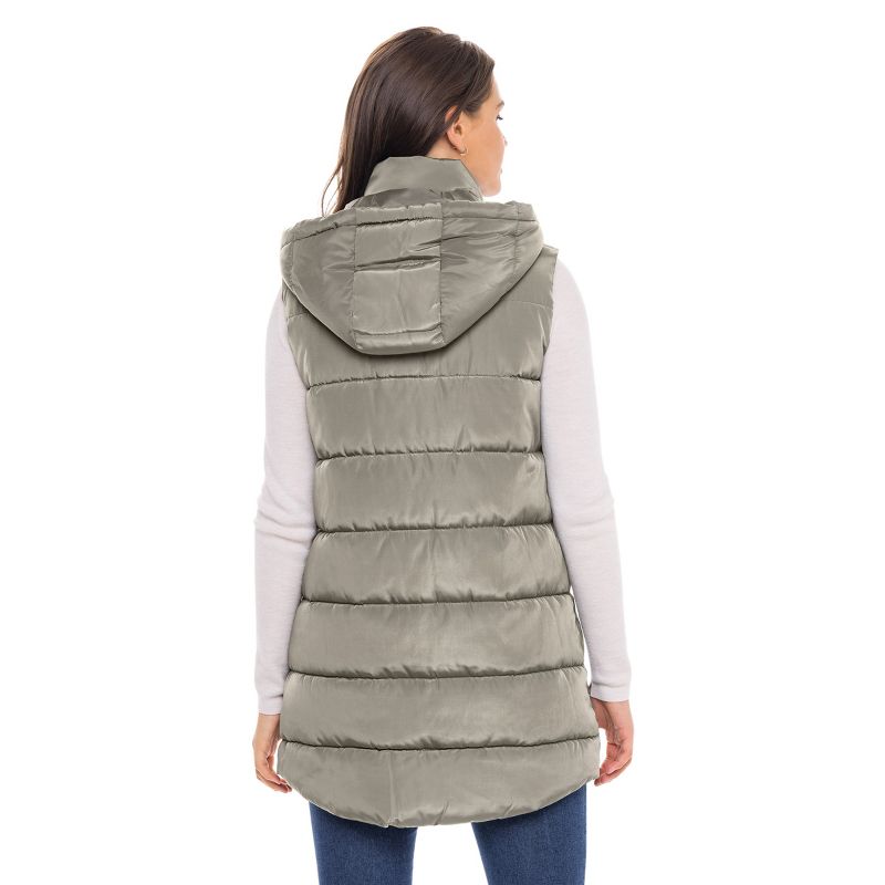 Women's Long Puffer Vest with Hood - S.E.B. By SEBBY, 5 of 9