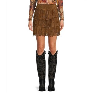 Women's Suede Fringe Short Skirt - Scully - 1 of 4